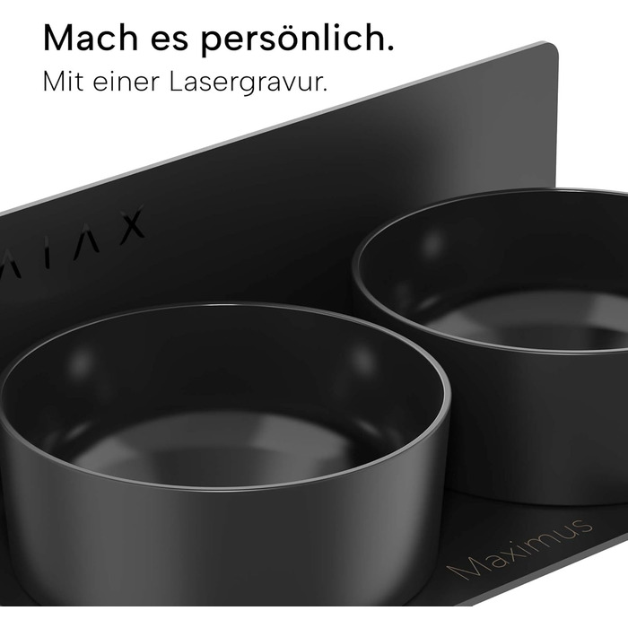 Підвісна керамічна миска для великих собак DRAIAX ElegantFeed L, чорна, легкознімна, настінна годівниця