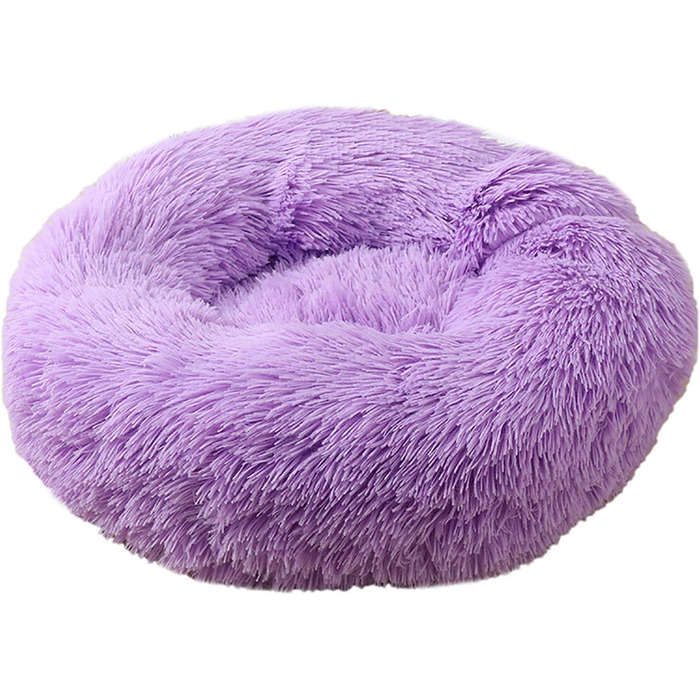Ортопедичне ліжко для собак та котів, м'яке плюшеве ліжко, кругле, дихаюче, легке в догляді, для середніх та великих собак - фіолетове, Ø 90 см