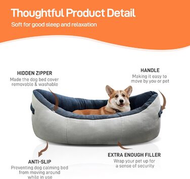 М'яке ліжко для собак Johnear: захист дивану, товсте, неслизьке, 110x105x15 см, сірий колір