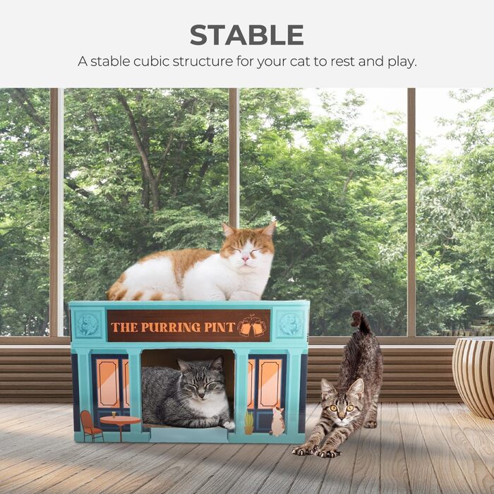 Котяче дряпальний будиночок Happy Go Lucky - великий, з гофрокартону, для дому, знімний