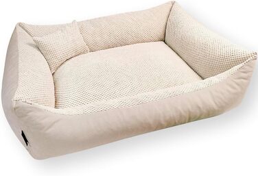 М'яке ліжко для собак 4L Textil Teo, бежеве, 100x80 см. Знімний та пральний чохол, корзина для собак середнього розміру, зручне собаче ліжко.