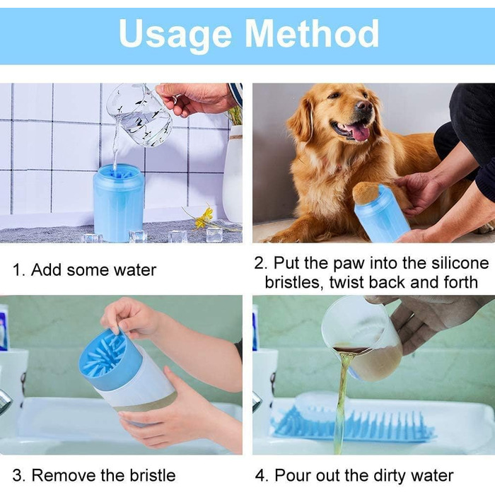 Портативний очищувач лап для собак, миска для лап з силікону, зелений (L)