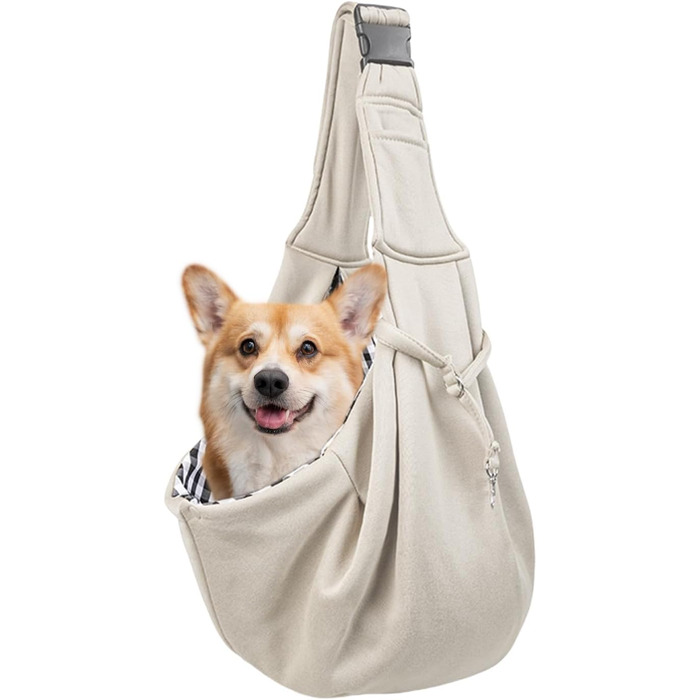 Сумка для собак | Дихаюча переноска для маленьких собак – регульовані ремені через плече та на груди, легкі аксесуари для тварин для піших прогулянок, відпочинку на природі, щоденних прогулянок (Бежевий)