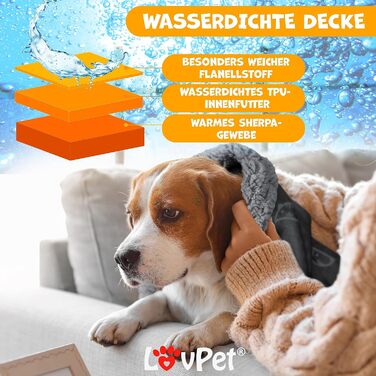 Lovpet® водонепроникна флісова ковдра для собак і котів XL, 152x127 см, з 3 жувальними кістками, двосторонній захист меблів, машинне прання, чорна
