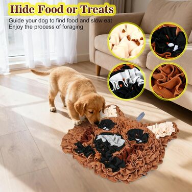 Килимок для собак, інтерактивна іграшка, килимок для повільного годування, ментальна стимуляція, розвиває навички пошуку, підходить для малих та середніх собак, колір коричневий