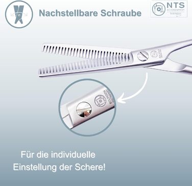 Ножиці для собак та домашніх тварин ROSTFREI, матові сатинові • Ножиці для моделювання шерсті (зубці з обох сторін) та фінішні ножиці, 1 шт.