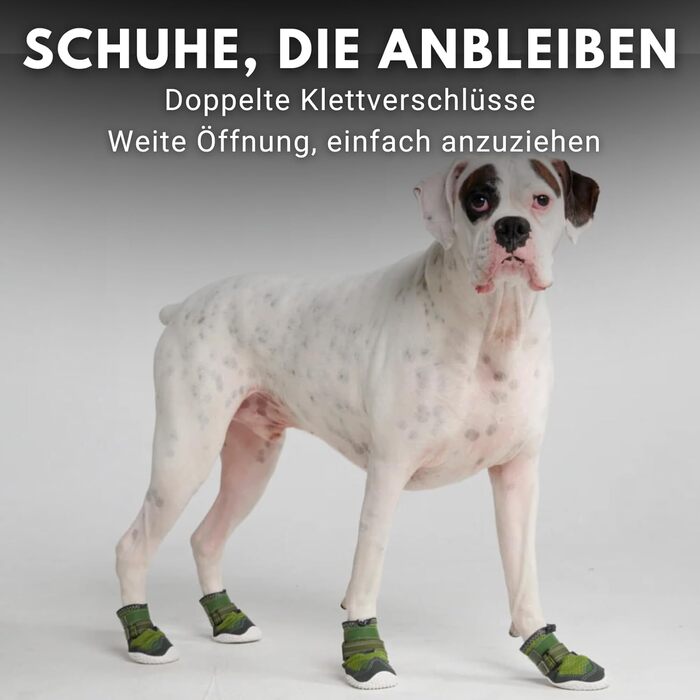 Зручні собачі чоботи Spark Paws – неслизькі, дихаючі, захист лап для літа та походів, міцні, набір 4 шт. – Зелені, розмір 5.0 см | 10-15 кг