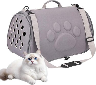 М'яка переноска для тварин - сумка-переноска на плечі | Легка переноска для цуценят та маленьких собак, для подорожей, прогулянок, літака, кемпінгу, щоденних поїздок, до ветеринара (Сірий, M)