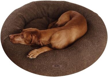 Кругле ліжко для собак Holly Hundebett: зручне, міцне, з тканини Bouclé (S/M, Коричневе)