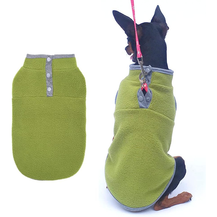 Теплий флісовий пуловер для собак, жилетка, одяг для цуценят, теплий зимовий одяг, жилетка для собак, пуловер для маленьких та середніх собак та котів (X-Large, Зелений) X-Large Зелений