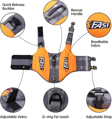Світловідбиваюча жилет для плавання собак Kajile, зелений, M