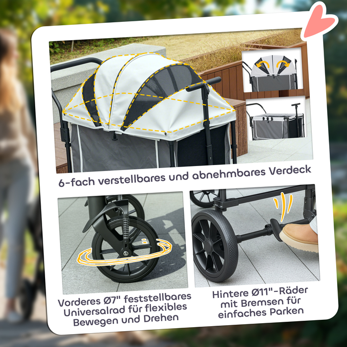 PawHut Dog Buggy Dog Buggy складний для собак і кішок до 30 кг Баггі для кішок з подушками Сітчасті вікна 2 двері Сумка для зберігання Cat Buggy Dark Grey | Аосом