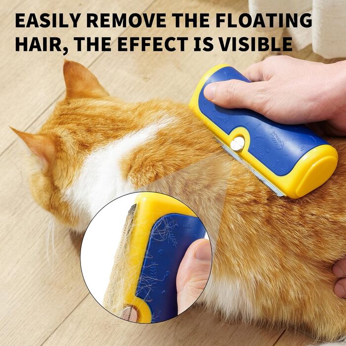 Щітка для собак та котів – двоколірна синьо-жовта, видаляє відмерле волосся та підшерсток, для собак та котів