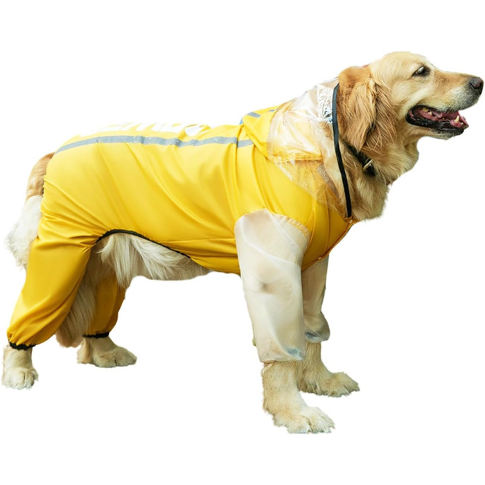 Дощовик для собак з ніжками, дихаючий, водонепроникний, з капюшоном та світловідбиваючими смугами, комбінезон для великих собак, розмір 6XL