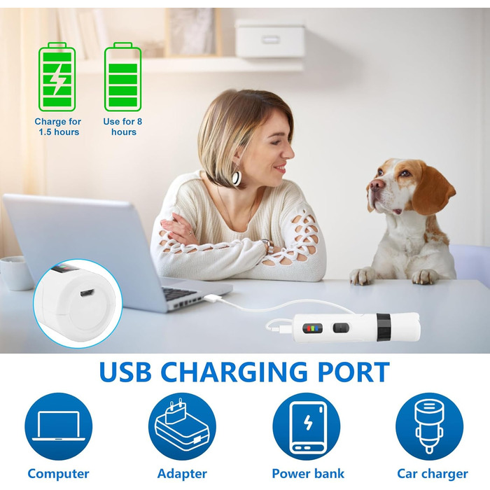 Електричний шліфувальник для собак та котів Leiser Groom Pro Kit, 2 швидкості, USB-зарядка