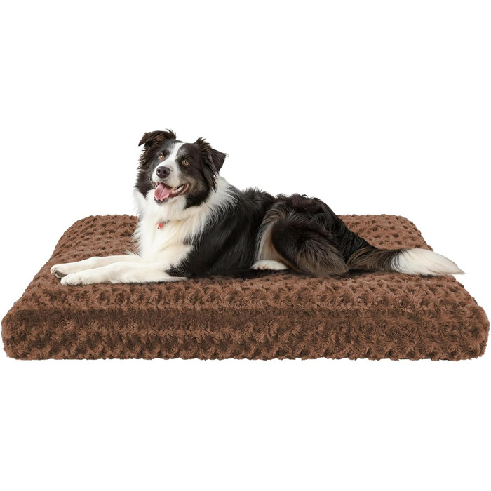 М'яке ортопедичне ліжко для собак великих порід Homaxy, 105x68x10 см, коричневе, з неслизьким дном