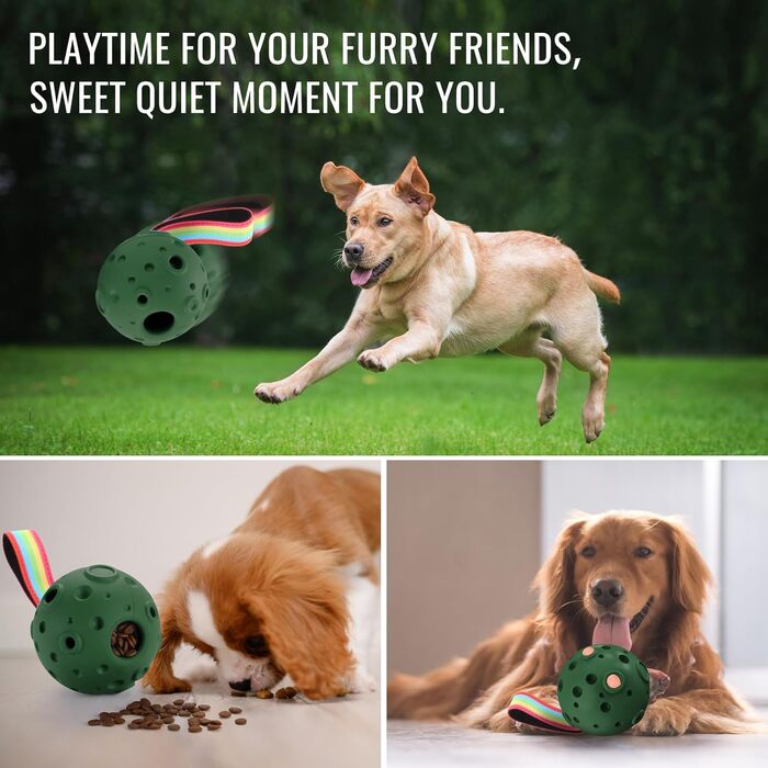 Іграшка для собак Larimuer Schleckball: інтерактивна годівниця-іграшка з силікону (зелена)