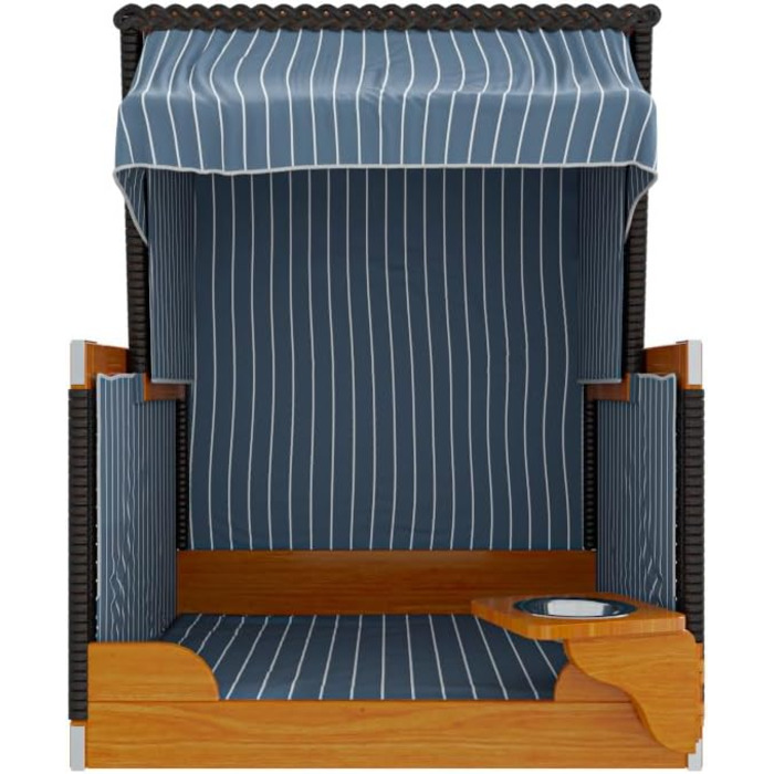 Клітка-лежанка для собак Outgarden з дерева, з водою/мискою та захисним чохлом | Чорна з блакитно-білим | Для маленьких собак