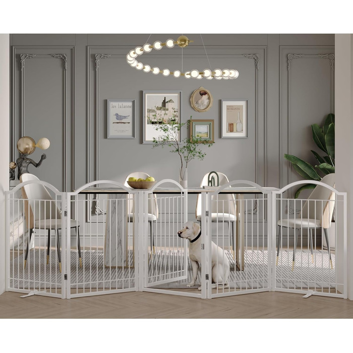 Металеве вольєр для собак BHG, без монтажу, з дверцятами, 304,8 x 81,3 см, розкладний, білий, 5 панелей
