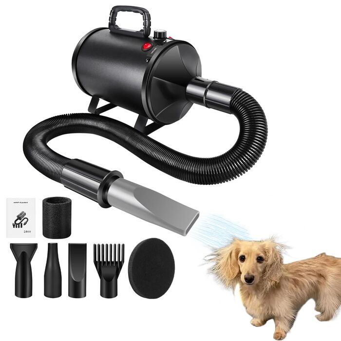 Професійний фен для собак 2800W: тихий, з регулюванням швидкості та 4 насадками