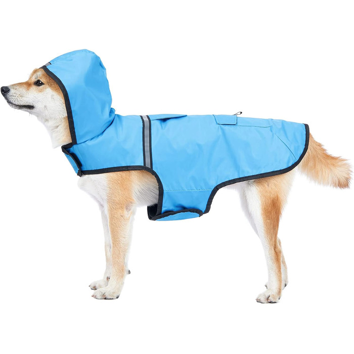 Водонепроникна куртка для собак KoKoBin з капюшоном, світловідбиваючими елементами, розмір XL, блакитна