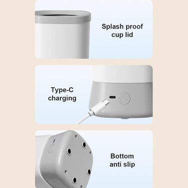 Мийка для лап собаки, портативна, двоступенева, захист від бризок, аксесуар для догляду за собаками, для подорожей та кемпінгу (сіра)