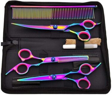 Набір для грумінгу собак та котів: професійні ножиці, триммер, гребінець, нержавіюча сталь, 17.8 см