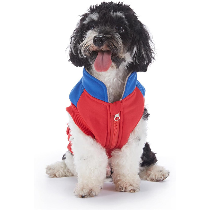 Зимовий теплий пуховик для собак з протекторними отворами, вітронепроникна куртка для холодної погоди, бавовна, костюм для цуценят, маленьких та середніх собак, розмір XL (S: Обхват грудей: 34 см/13.3 дюйма, Стиль 4: Червоний, Синій)