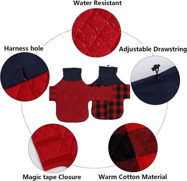 Теплий зимовий пуховик для такси, червоний, XL (довжина спини 46-49 см)