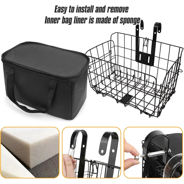 Складаний велосипедний кошик Spesh для передньої/задньої частини з PU-вкладишем, 33x20x22 см