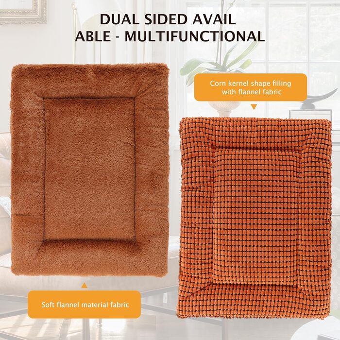 Килимок для собак, м'який та теплий, 90x70 см, помаранчевий, PS085