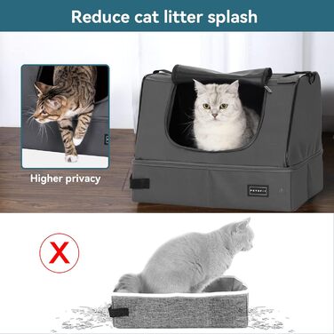 Переносний туалет для котів Petsfit, дорожній, складаний, сірий (44x33x34 см)