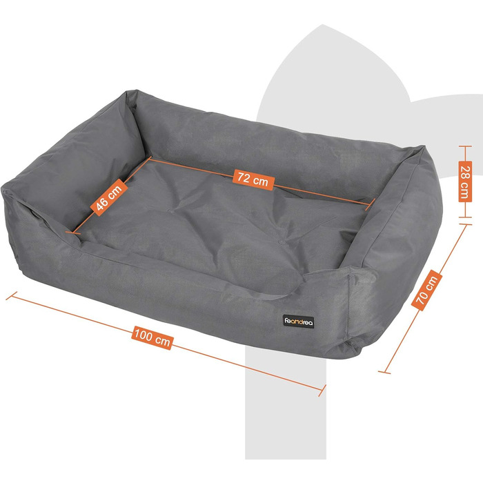 Ліжко для собак Feandrea XXL, сіре, 100x70x28 см, ортопедичне, знімний чохол, нековзке, для спальні та вітальні