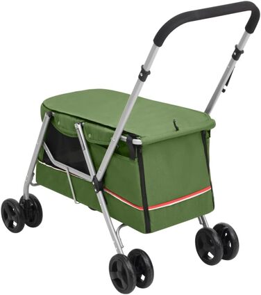 vidaXL Візок для собак складаний, зелений, 100x49x96 см, лляна тканина, собачий візок-тролей