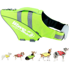 Жилет для плавання собаки ZOOLAND, великий, зелений. Регульований, довговічний, з світловідбиваючими елементами для собак маленьких, середніх та великих порід