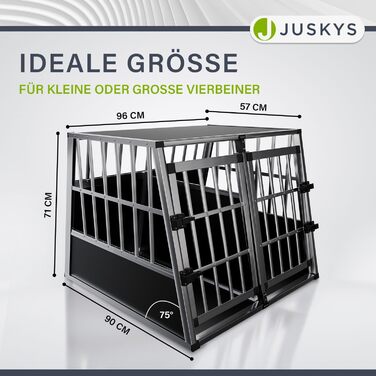 Транспортна переноска для собак Juskys Alu L (91x66x70 см) - алюмінієва, міцна, з замком