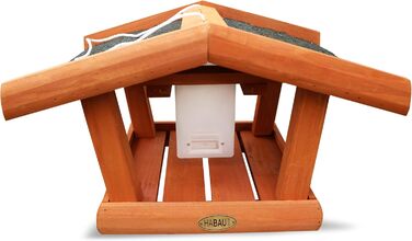 Дерев'яна годівниця для птахів HABAU Singdrossel з підвісом і силосом, 37x28x23 см