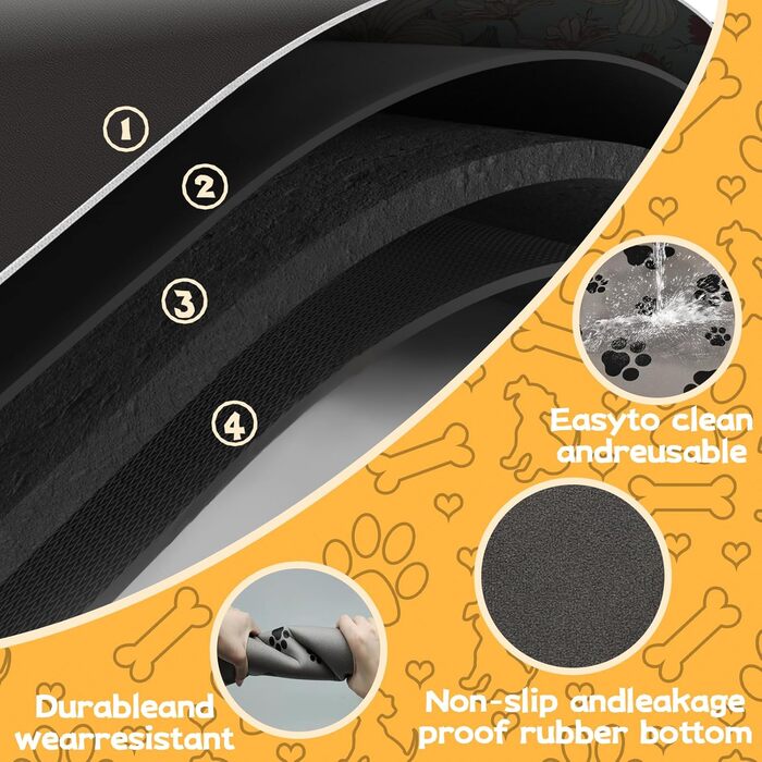 Килимок для годування собак, вбираючий, вологостійкий, 45 x 75 см (Коричневий)