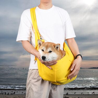 Сумка для собак – переноска через плече для маленьких собак | перевертається, для подорожей та прогулянок на свіжому повітрі (жовта)