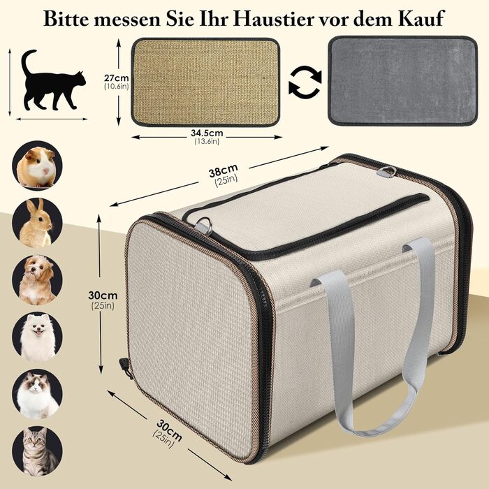 Транспортна переноска для котів та цуценят HEVOL до 10 кг, дихаюча сітка, легка, складна переноска для тварин, підходить для ветеринара, авто, літака