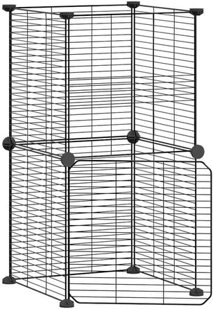 vidaXL Клітка для тварин з дверцятами, 8 шт., чорна, 35x35 см, сталева, для кроликів і цуценят
