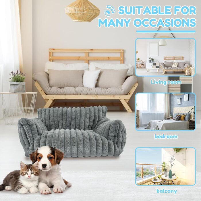 М'яке ліжко для котів та собак: зручне диванчик з фетру, антиковзаюча база, легко миється (темно-сірий)