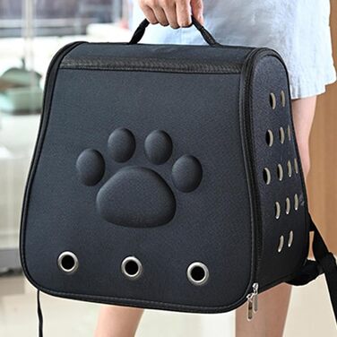 Трансформер для тварин: переноска-рюкзак для котів та маленьких собак, чорний
