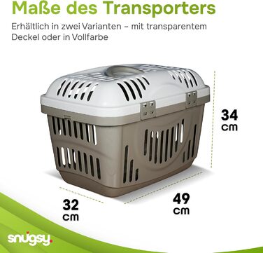 Транспортна переноска для кота Snugsy - переноска для автомобіля з ручкою та затискачами - пластикова переноска для котів 49x34x32 см (Бежевий крем)