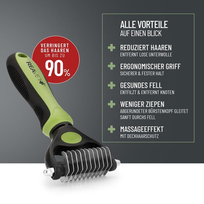 Щітка для собак та котів ReaVET для видалення підшерстя та ковтунів, великі та малі породи (M-L, XS-S), з масажним ефектом та захистом верхнього шару шерсті