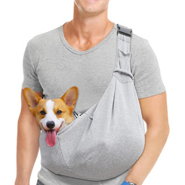 Сумка-переноска для собак, регульований плечовий ремінь, переноска для домашніх тварин, для маленьких собак та котів, для прогулянок, вантажопідйомність до 7.5 кг (Сіра)