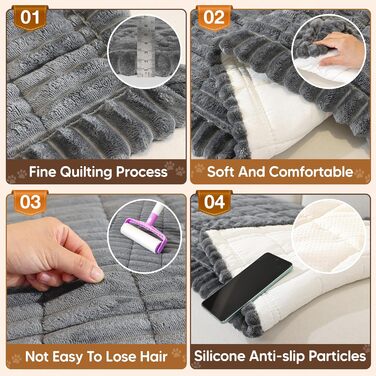 Плед на диван для собак, фланелевий, 70 x 180 см, темно-сірий. М'який, антиковзаючий, для захисту дивану, машинне прання