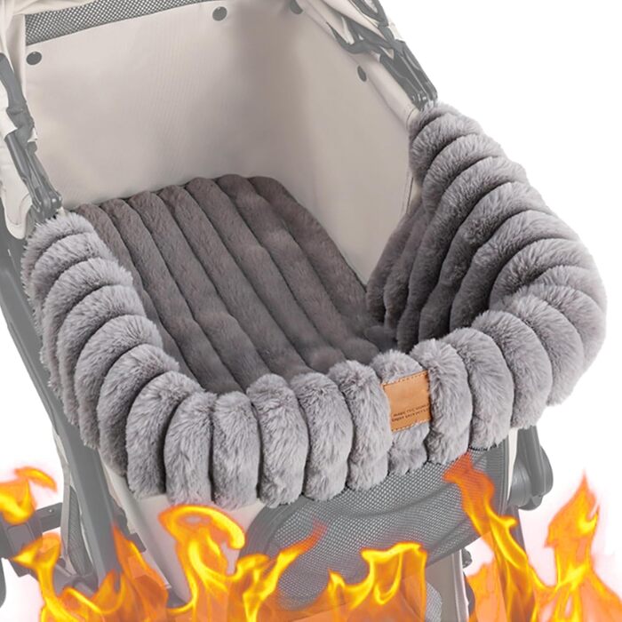 М'яка килимок для візка для дитини та домашніх тварин, теплий плюшевий, з магнітною застібкою, сірий