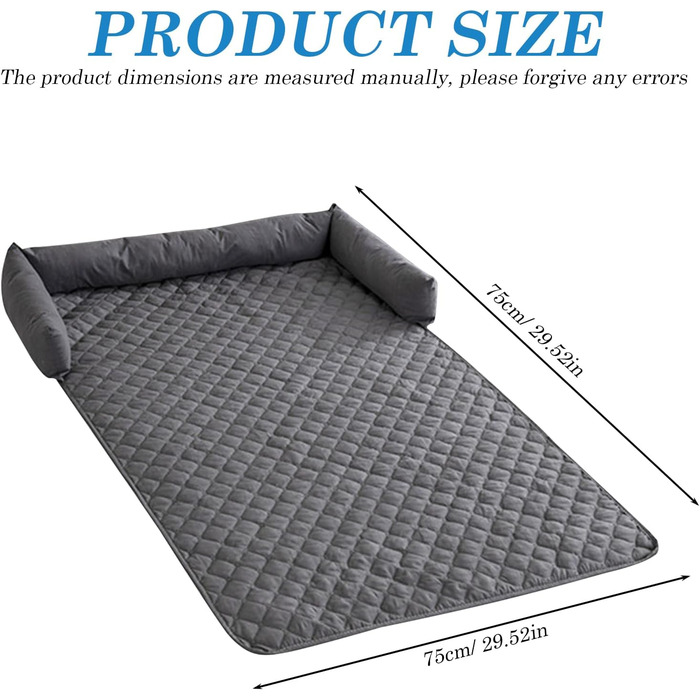 Ортопедичне ліжко для собак великих порід, водонепроникне, миється, 75x75 см
