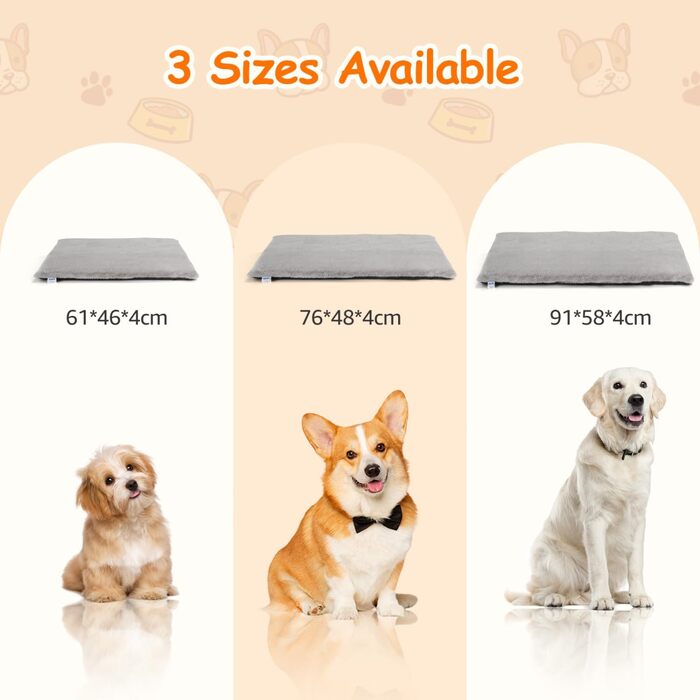 Nobleza Самогріюча килимок для собак та котів, тепла підстилка для домашніх тварин на зиму, м'яке ліжко для собак з Memory Foam, знімний, м'який плюшевий чохол, сірий, 91x58x4 см